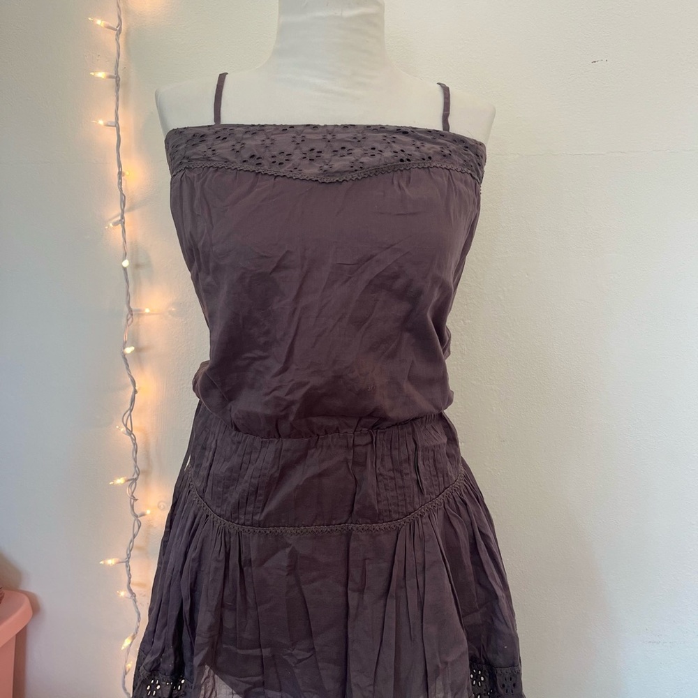 Tara Jarmon Gray Dress with Details and Tie Straps
